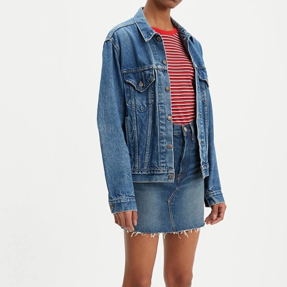 Levi’s High Rise Deconstructed Button Fly Skirt - Picture 4 of 11